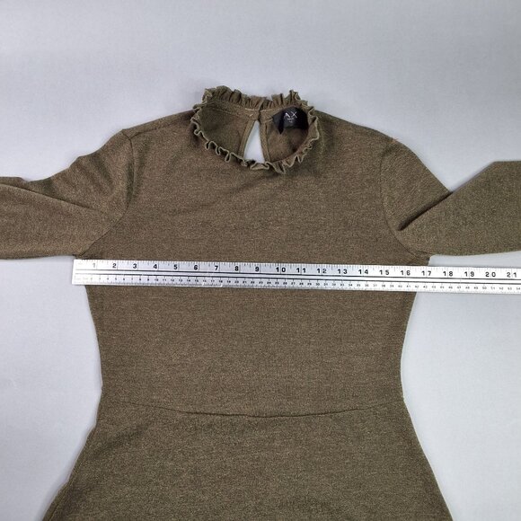 AX Paris Long-Sleeve Dress High Ruffled Collar & Bell Sleeves Size 10 Acadamia - Picture 4 of 10